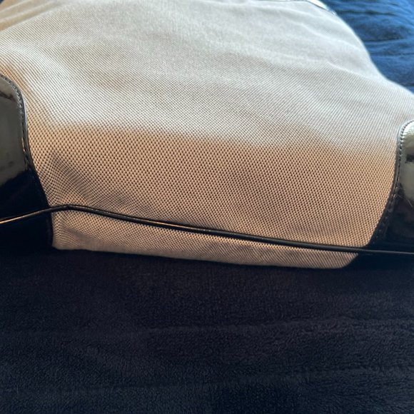 NWT Loft Tote - Off White Fabric with Patent Detailing - Picture 3 of 6